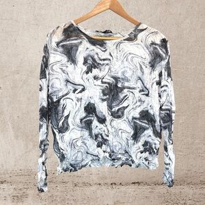 CHARLIE B Black and White Graphic Long Sleeve Sweatshirt